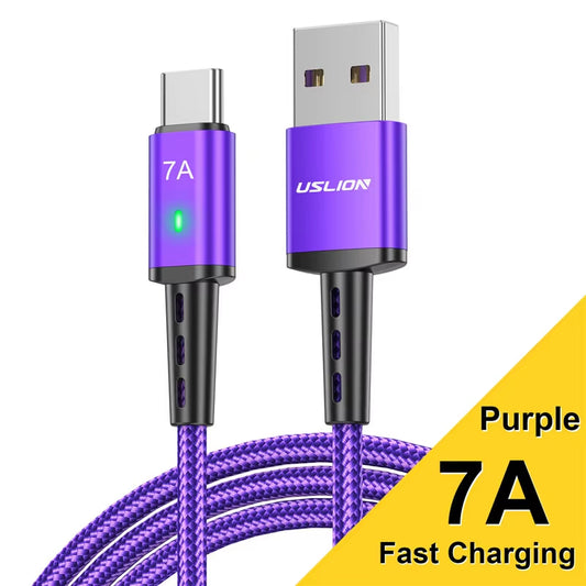 7A Fast USB Cable Type C Cable Fast Charging Data Cord Wire for Macbook Xiaomi Samsung USB to Type C Cable for Huawei