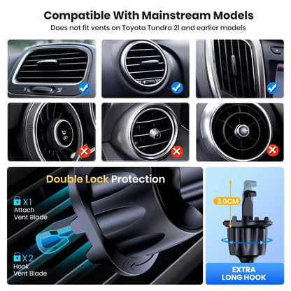 TOPK Car Phone Holder Mount 2023 Upgrade Auto Locking  Phone Holder with Hook Clip for Car Air Vent for Iphone Samsung